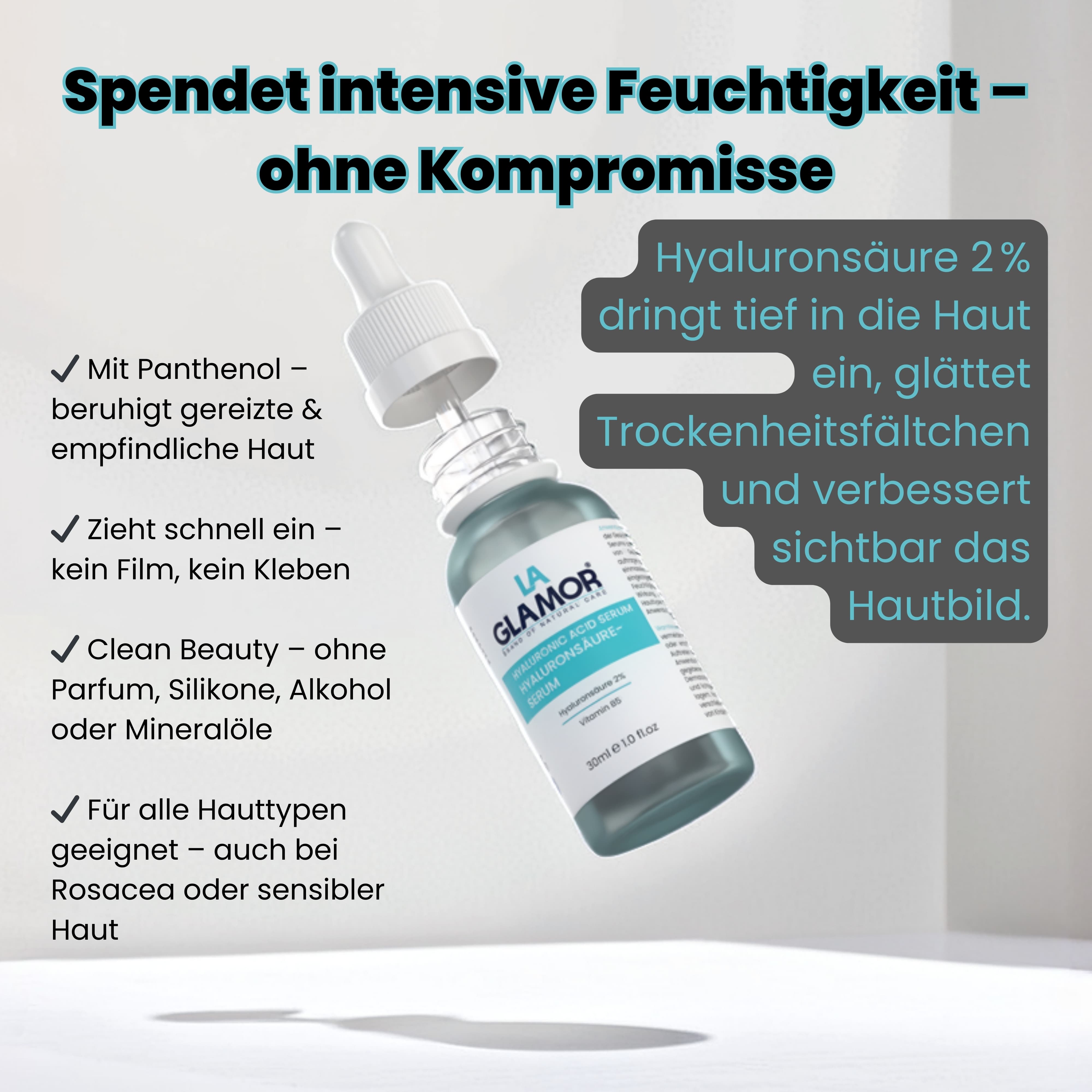 LAGLAMOR® Hyaluronsäure Serum - 30ml Glasflasche